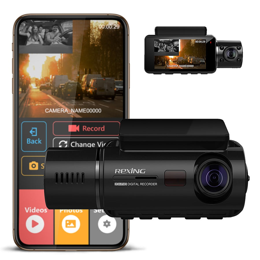 Rexing - V3 Basic Front and Cabin Dash Cam with Wi-Fi_0