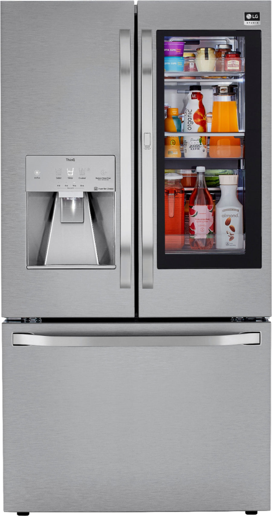 LG - STUDIO 23.5 Cu. Ft. French InstaView Door-in-Door Counter-Depth Refrigerator with Craft Ice - Stainless steel_0