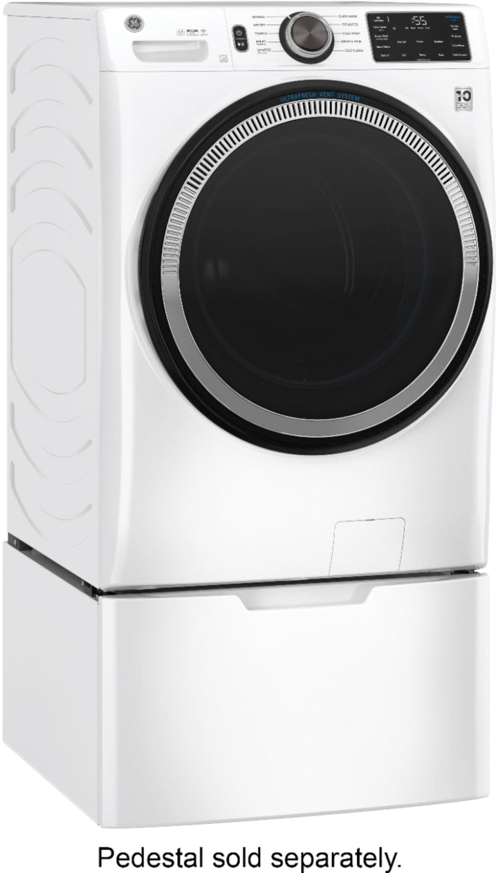 GE - 4.8 CuFt High-Efficiency Stackable Smart Front Load Washer w/UltraFresh Vent System & Microban Antimicrobial Technology - White on white_3