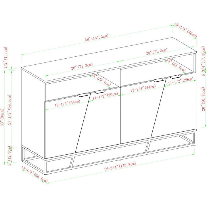 Walker Edison - Contemporary Angled-Door 2-Shelf Sideboard - Dark Walnut_4