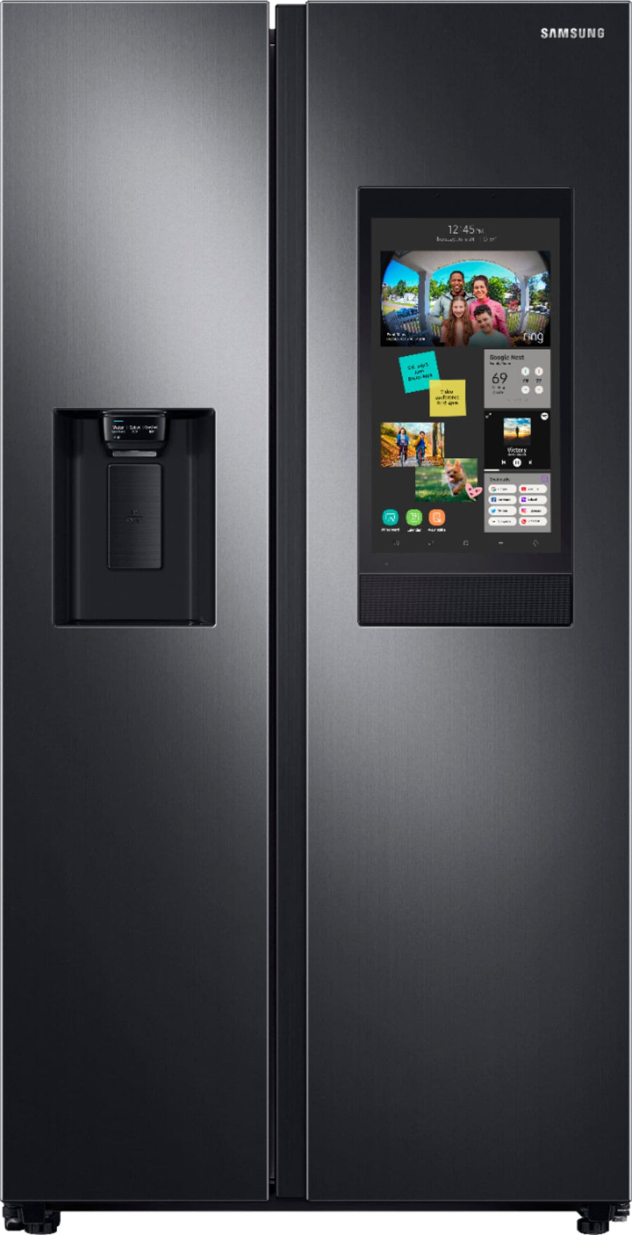 Samsung - 26.7 Cu. Ft. Side-by-Side Refrigerator with 21.5" Touch-Screen Family Hub - Black stainless steel_0