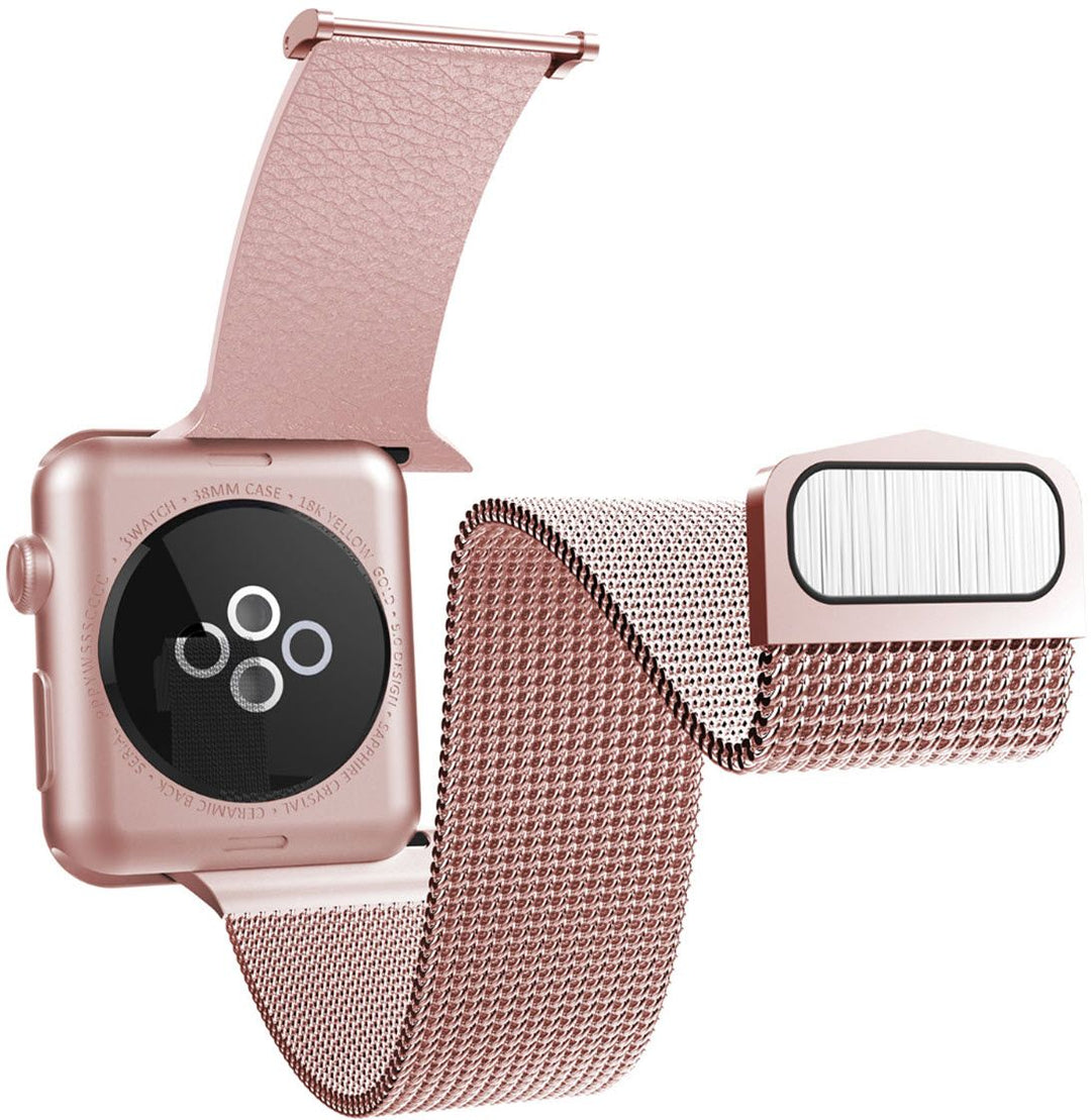 Raptic - Hybrid Mesh Watch Band for Apple Watch® 42mm, 44mm and Series 7, 45mm - Rose Gold_2