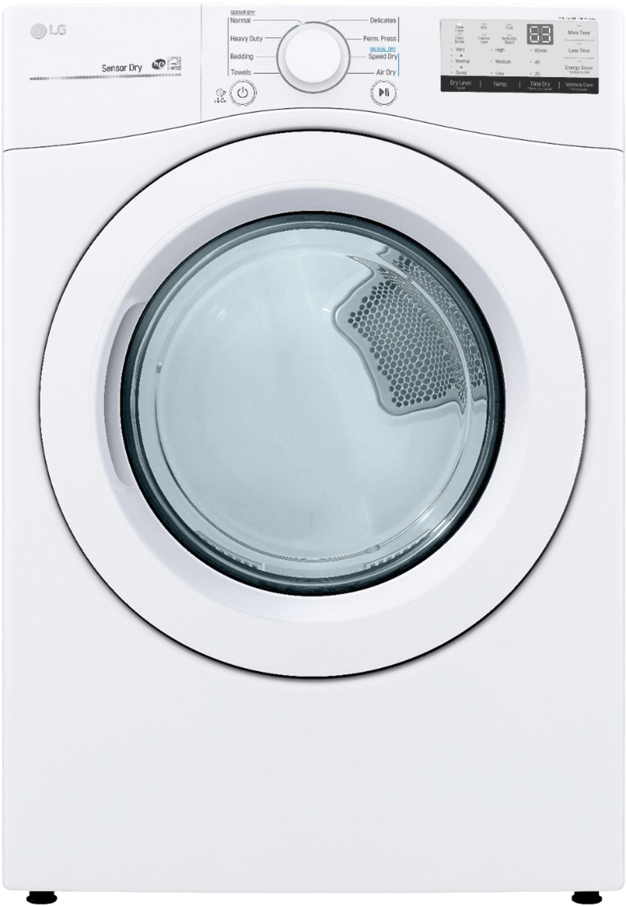 LG - 7.4 Cu. Ft. Stackable Electric Dryer with FlowSense™ - White_0