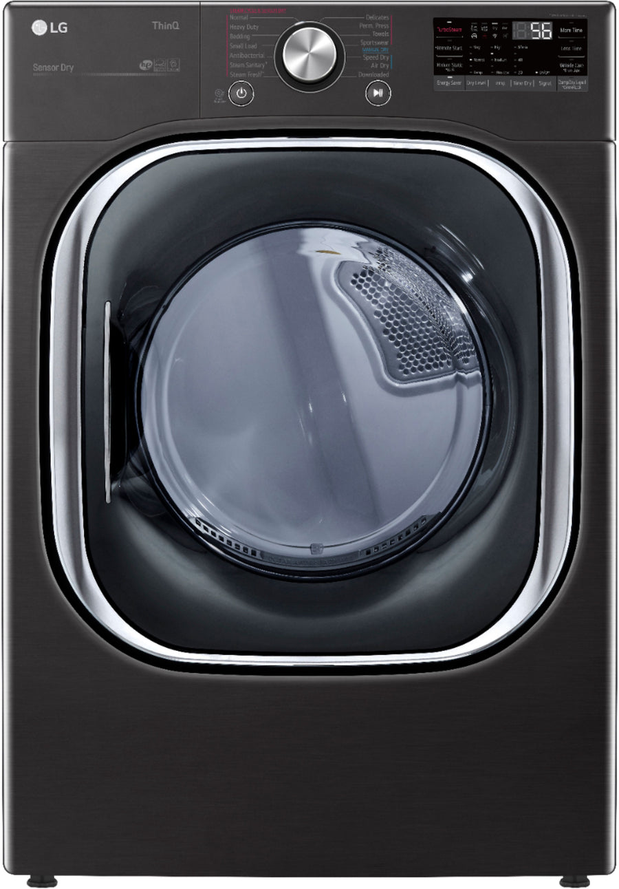 LG - 7.4 Cu. Ft. Stackable Smart Electric Dryer with Steam and Built  In Intelligence - Black steel_0
