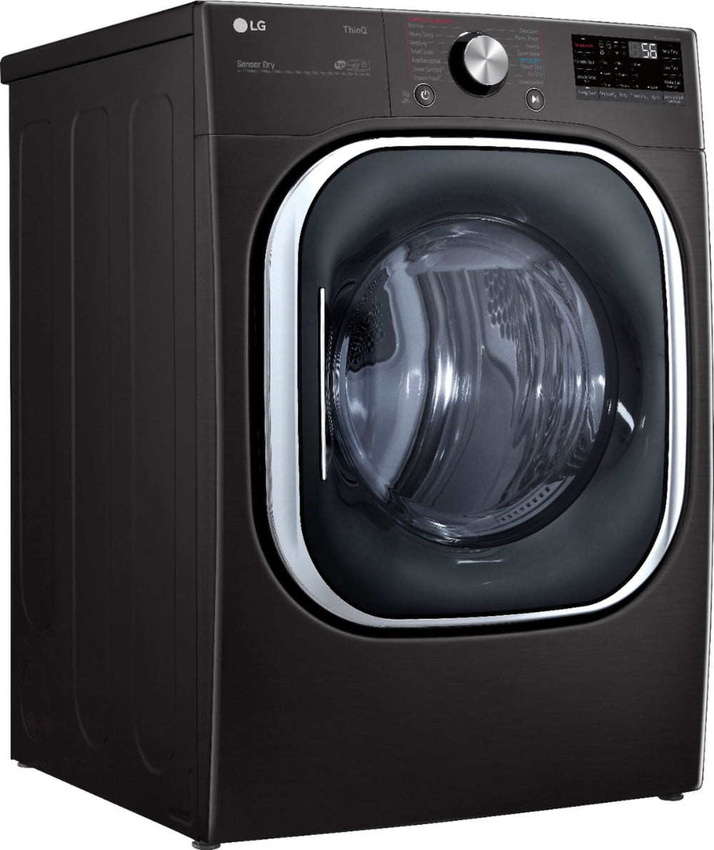 LG - 7.4 Cu. Ft. Stackable Smart Gas Dryer with Steam and Built In Intelligence - Black steel_1