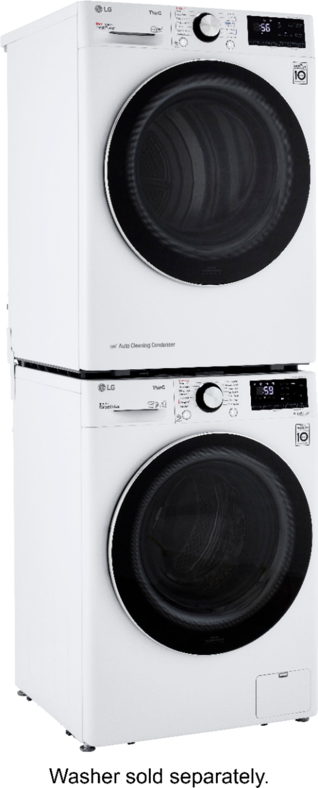 LG - 4.2 cu ft Stackable Electric Dryer with Dual Inverter HeatPump - White_2