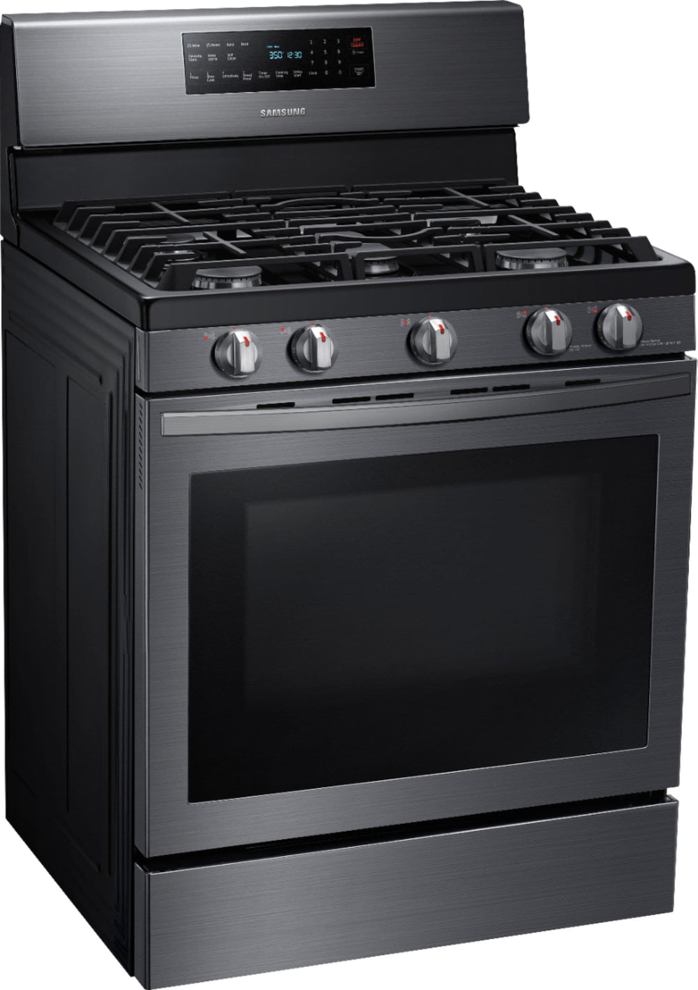 Samsung - 5.8 Cu. Ft. Freestanding Gas Convection Range with Self-High Heat Cleaning - Black stainless steel_1