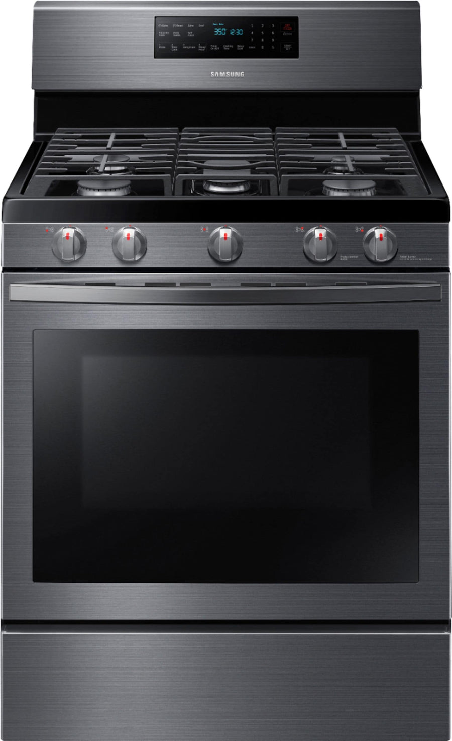 Samsung - 5.8 Cu. Ft. Freestanding Gas Convection Range with Self-High Heat Cleaning - Black stainless steel_0