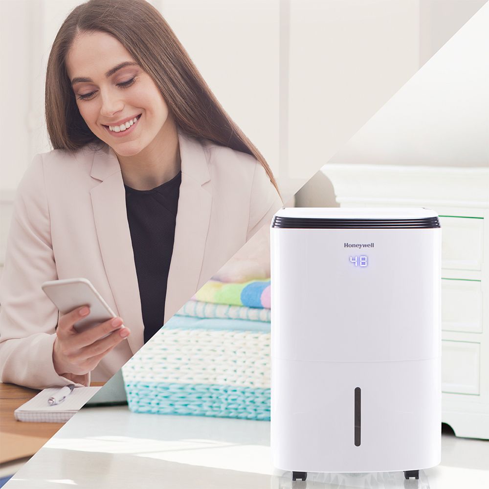 Honeywell - Smart WiFi Energy Star Dehumidifier for Basements & Rooms Up to 4000 Sq.Ft. with Alexa Voice Control & Anti-Spill Design - White_5