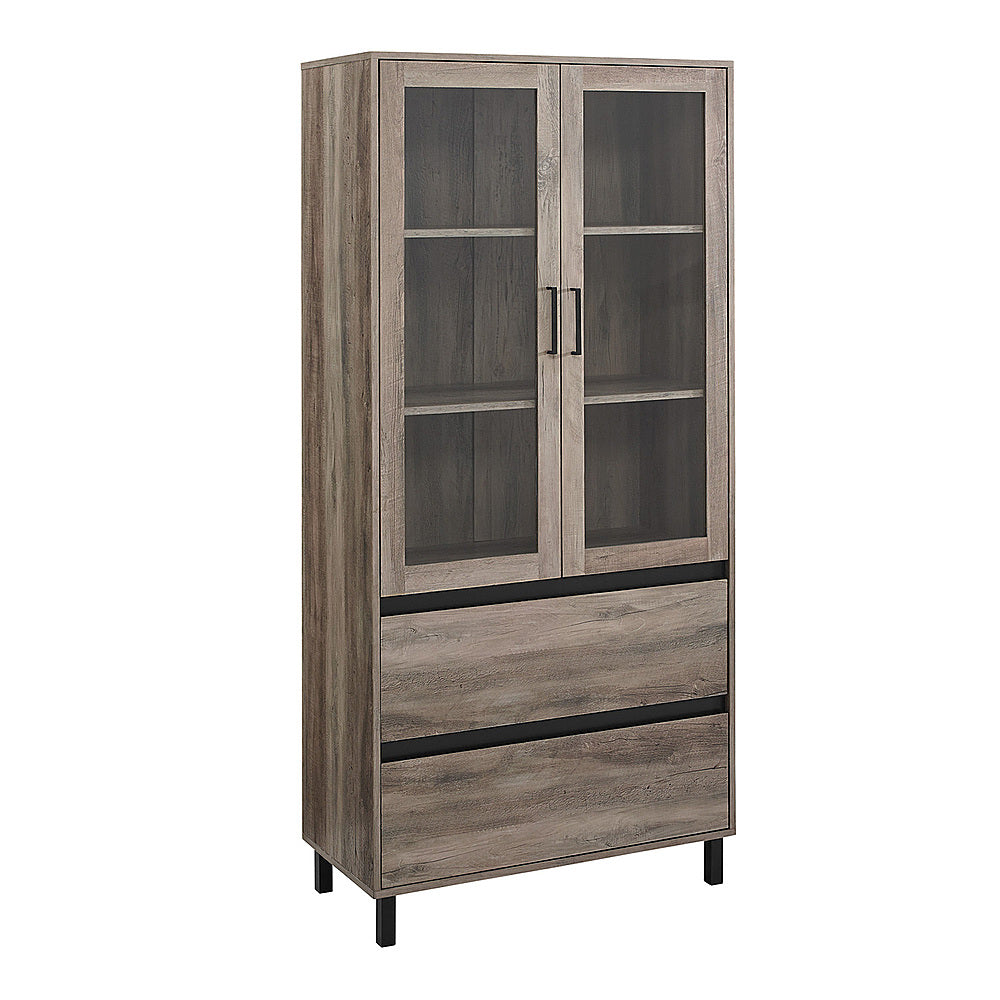 Walker Edison - 2-Drawer Storage Armoire Bookcase Cabinet - Gray Wash_1