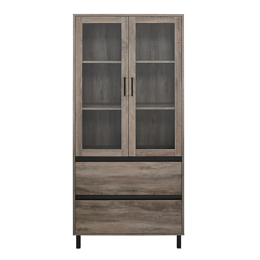 Walker Edison - 2-Drawer Storage Armoire Bookcase Cabinet - Gray Wash_0