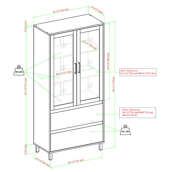Walker Edison - 2-Drawer Storage Armoire Bookcase Cabinet - Gray Wash_3