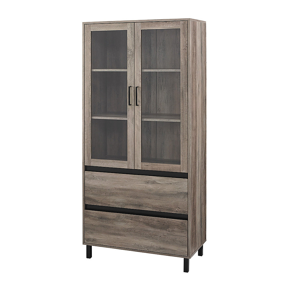 Walker Edison - 2-Drawer Storage Armoire Bookcase Cabinet - Gray Wash_2