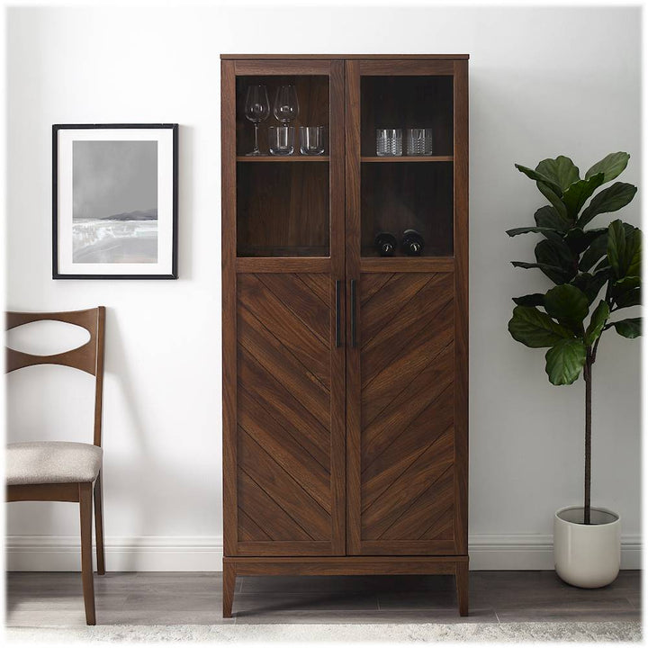 Walker Edison - Storage Armoire Bookcase Cabinet - Dark Walnut_2
