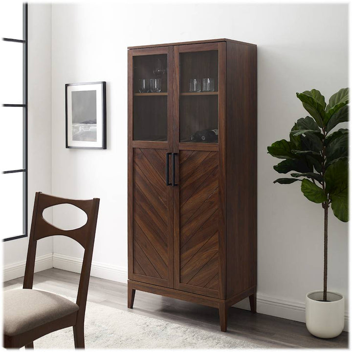 Walker Edison - Storage Armoire Bookcase Cabinet - Dark Walnut_3