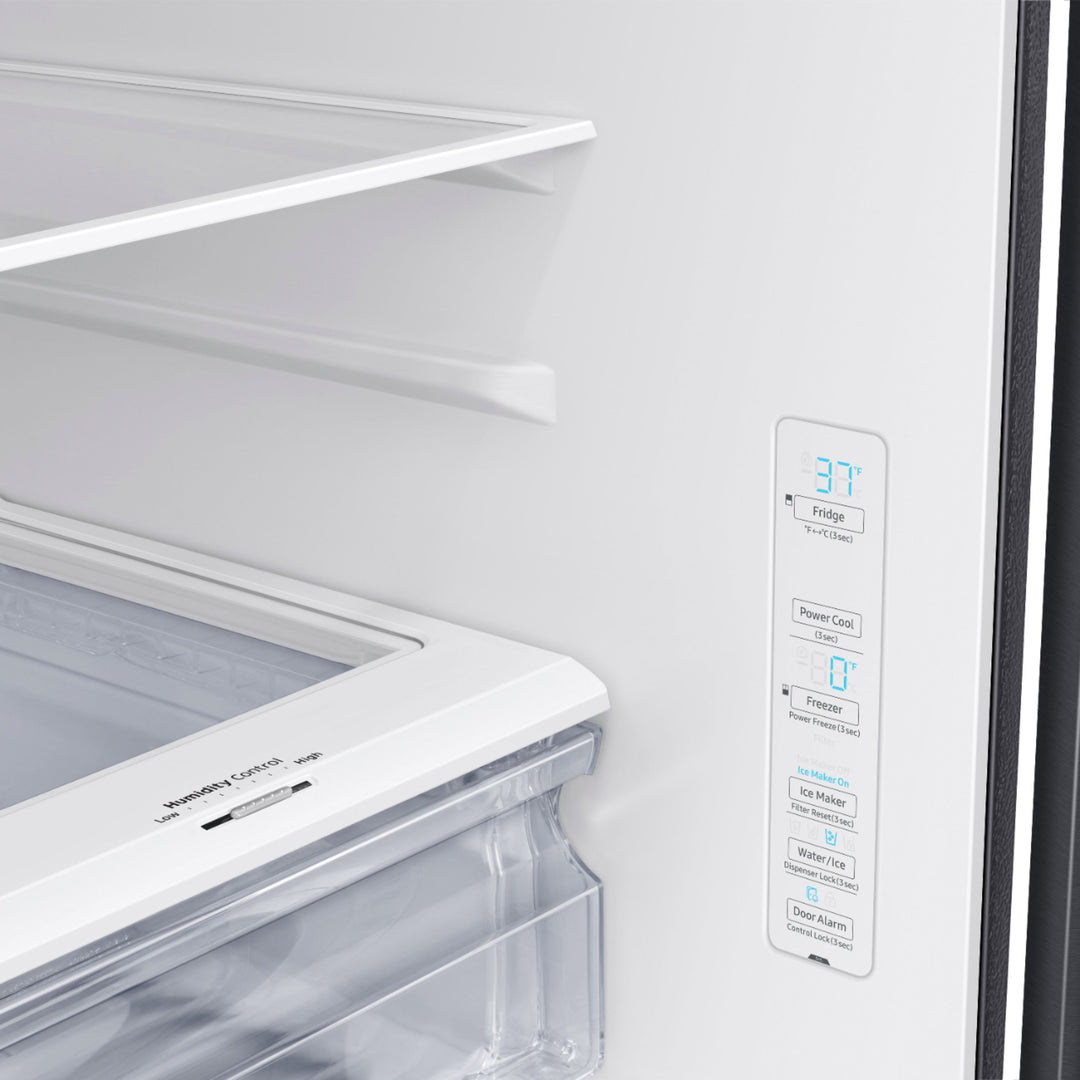Samsung - 27 cu. ft. Large Capacity 3-Door French Door Refrigerator with External Water & Ice Dispenser - Black stainless steel_3