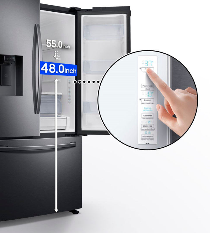 Samsung - 27 cu. ft. Large Capacity 3-Door French Door Refrigerator with External Water & Ice Dispenser - Black stainless steel_14