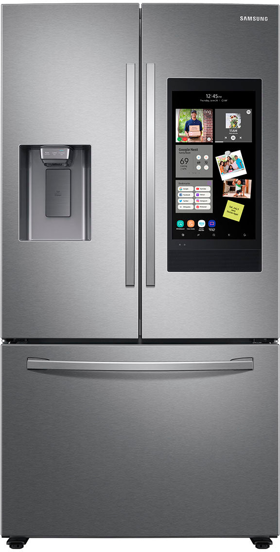 Samsung - 26.5 cu. ft. Large Capacity 3-Door French Door Refrigerator with Family Hub and External Water & Ice Dispenser - Stainless steel_0