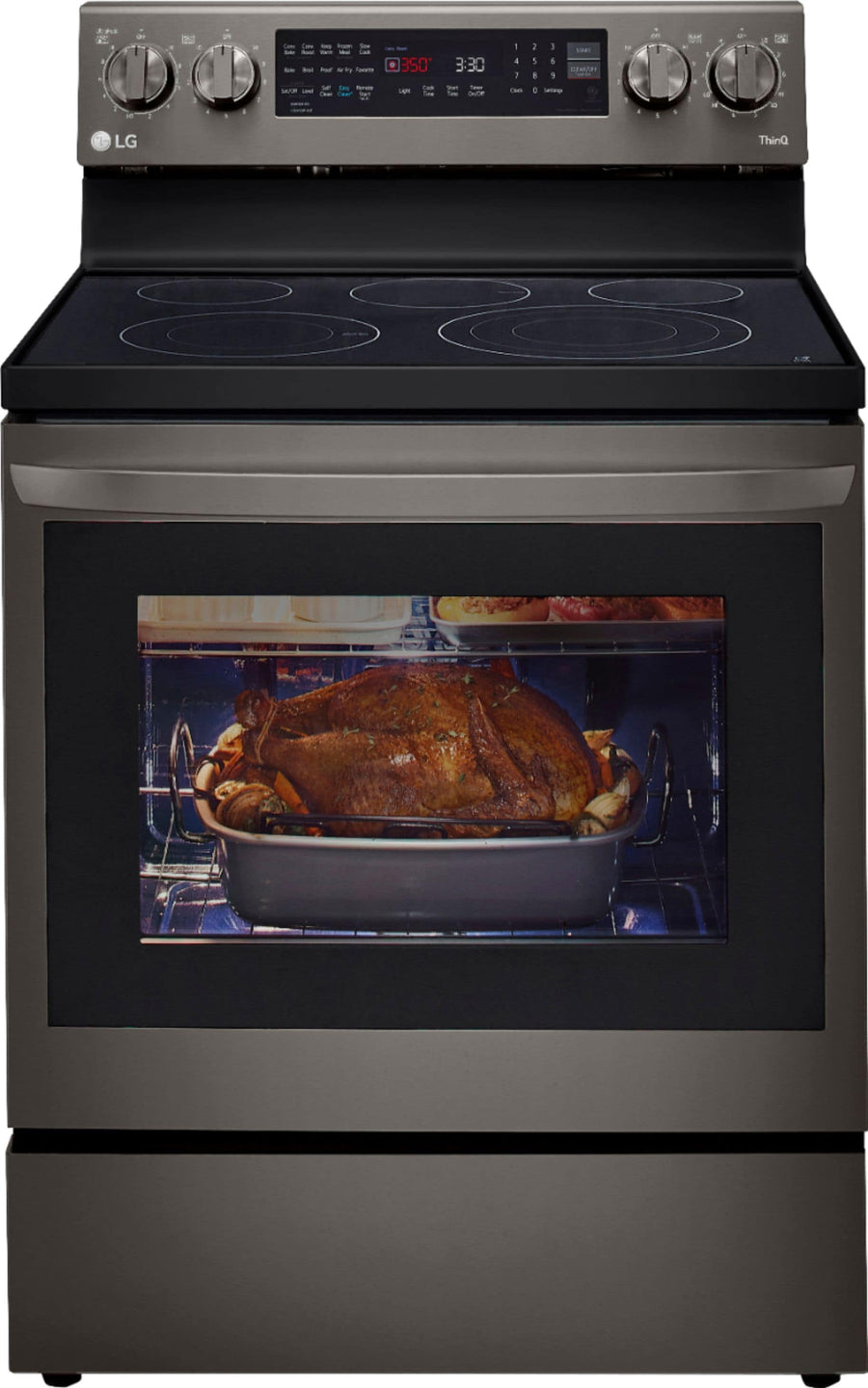 LG - 6.3 Cu. Ft. Smart Freestanding Electric Convection Range with EasyClean, Air Fry and InstaView - Black stainless steel_0