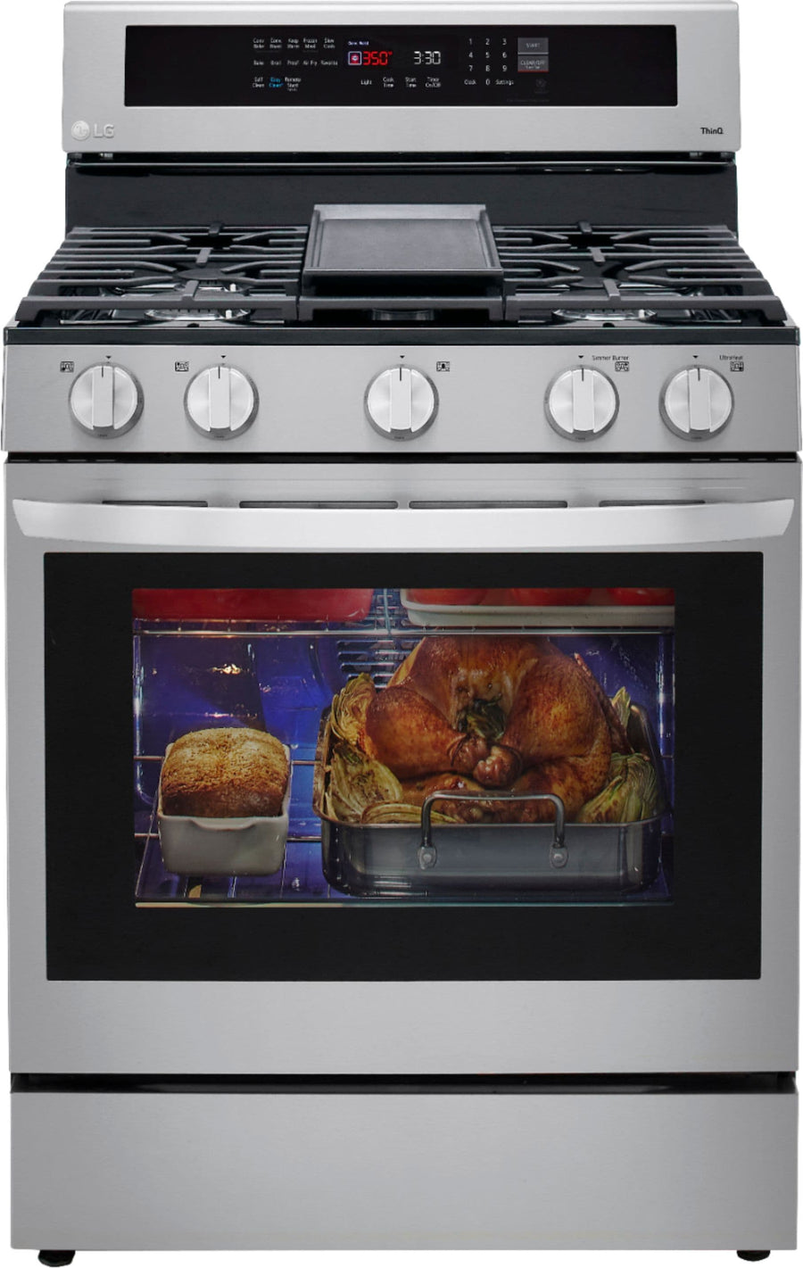 LG - 5.8 Cu. Ft. Freestanding Gas True Convection Range with EasyClean, InstaView and AirFry - Stainless steel_0