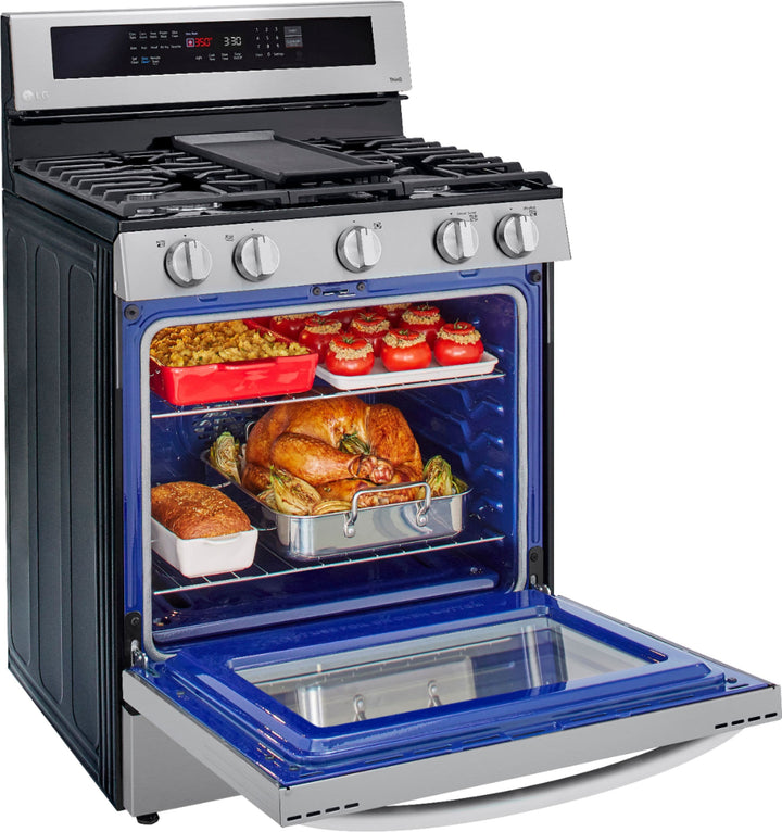 LG - 5.8 Cu. Ft. Freestanding Gas True Convection Range with EasyClean, InstaView and AirFry - Stainless steel_3