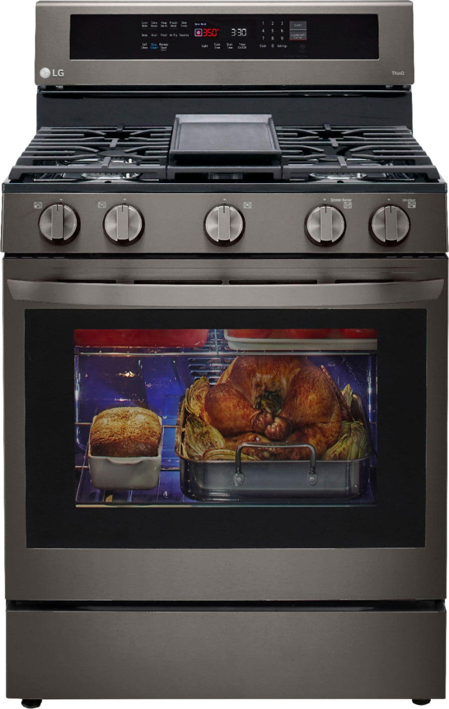LG - 5.8 Cu. Ft. Freestanding Gas True Convection Range with EasyClean, InstaView and AirFry - Black stainless steel_0
