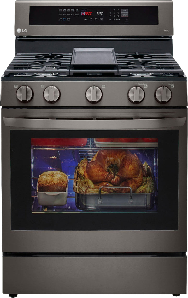 LG - 5.8 Cu. Ft. Freestanding Gas True Convection Range with EasyClean, InstaView and AirFry - Black stainless steel_0