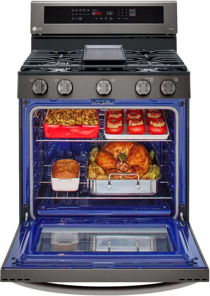 LG - 5.8 Cu. Ft. Freestanding Gas True Convection Range with EasyClean, InstaView and AirFry - Black stainless steel_18