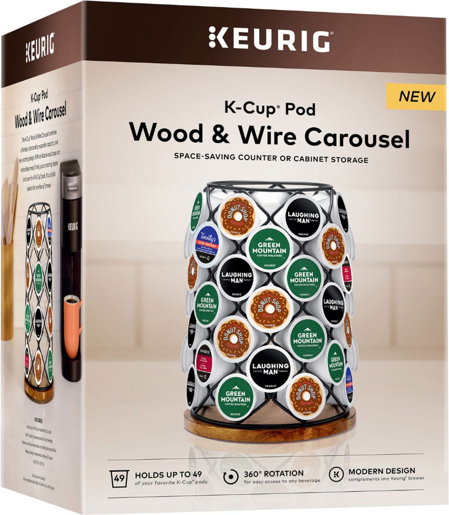 Keurig - Wood & Wire 49 K-Cup Single-Serve Coffee Pods Rotating Carousel - Black/Tan_0