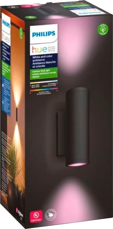 Philips - Hue White & Color Ambiance Appear 1200-lumen Wall Lantern - Black_1
