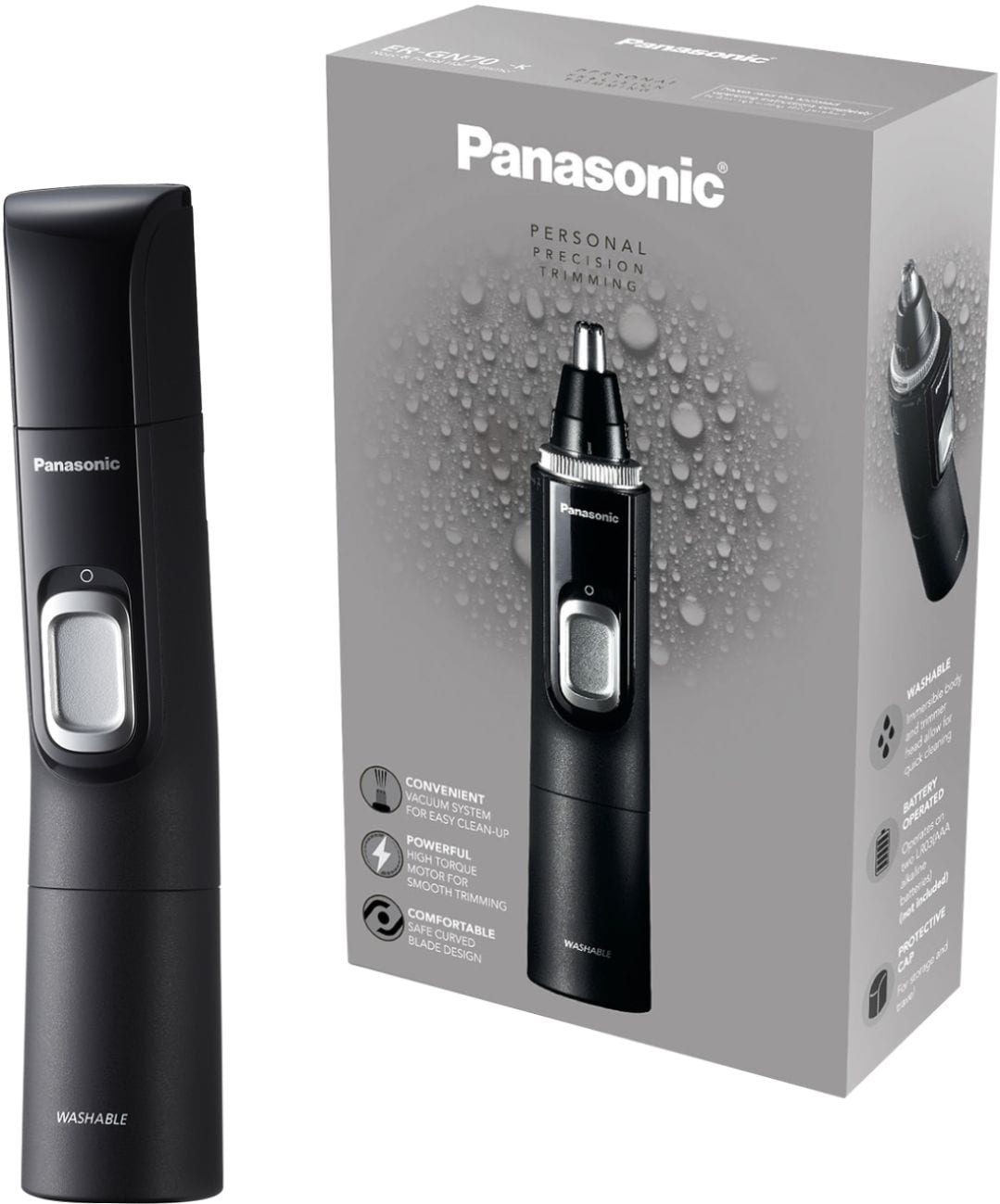 Panasonic - Men's Ear and Nose Hair Trimmer with Vacuum Cleaning System - Wet/Dry - Black/Silver_2