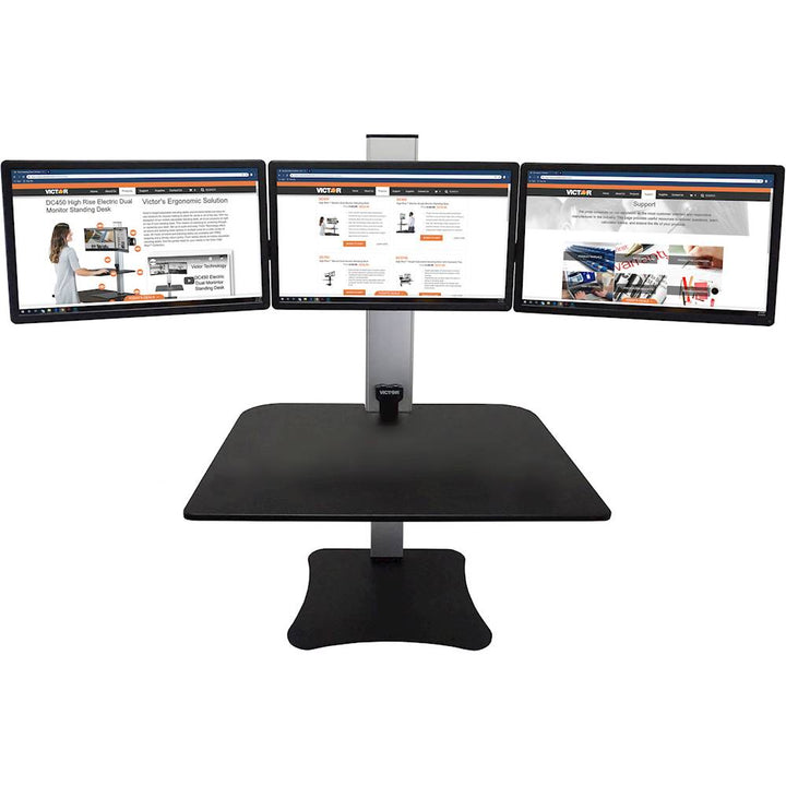 Victor - High Rise Electric Triple Monitor Standing Desk - Black, Aluminum_4
