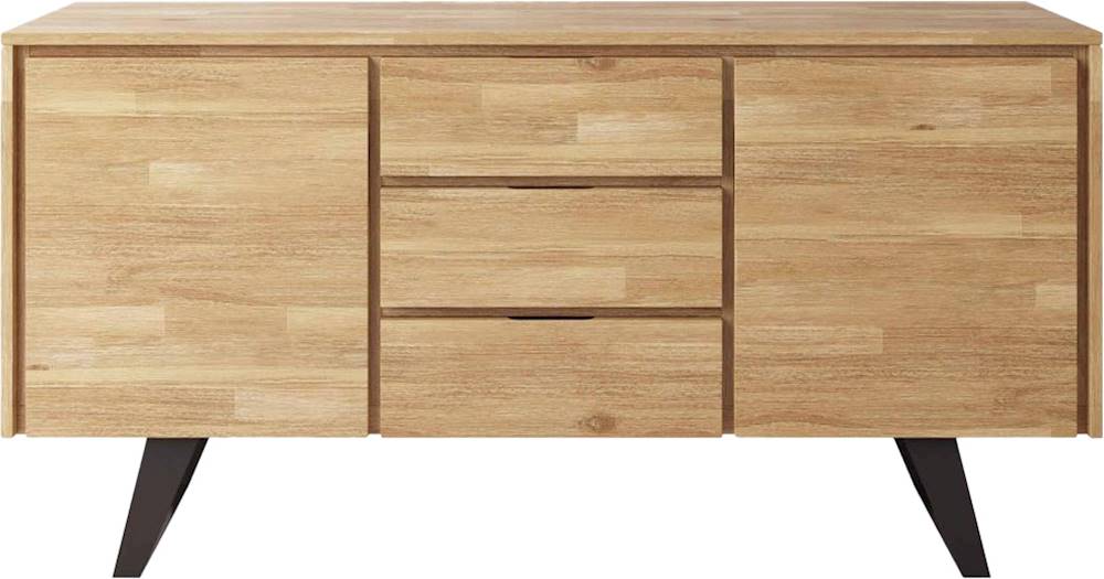 Simpli Home - Lowry Modern Industrial Acacia Wood And Metal 2-Door 3-Drawer Sideboard - Distressed Golden Wheat_0