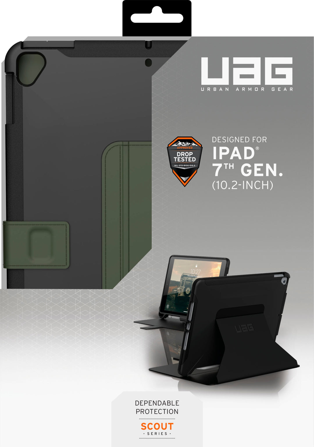 UAG - Scout Folio Case for Apple® iPad® 10.2" (7th Generation 2019) - Black_1