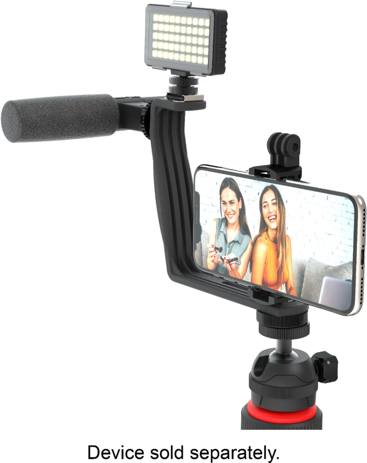 Digipower - Phone Video Stabilizer Rig Kit with Microphone, Light diffuser and Mini tripod for iPhone, Samsung and Digital Cameras - Black_5
