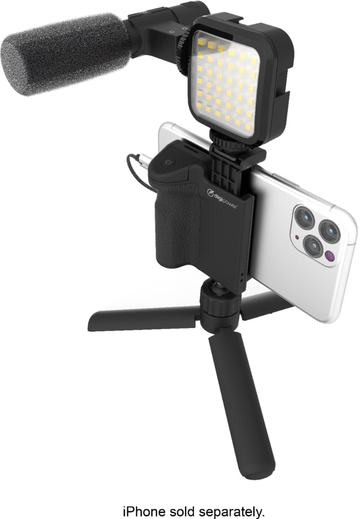 Digipower - Follow ME Vlogging Kit for Phones and Cameras – Includes Microphone, LED light, Bluetooth remote, phone grip and tripod_6