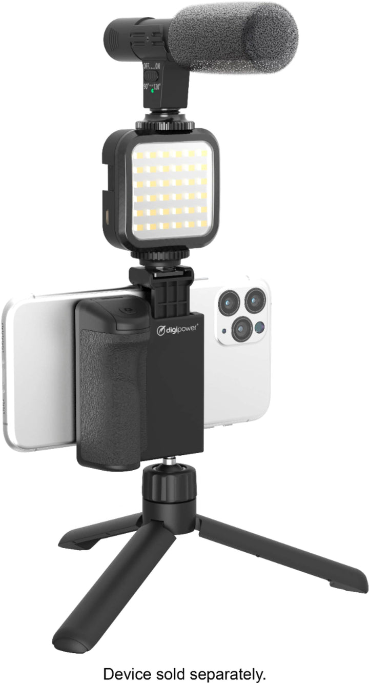 Digipower - Follow ME Vlogging Kit for Phones and Cameras – Includes Microphone, LED light, Bluetooth remote, phone grip and tripod_7
