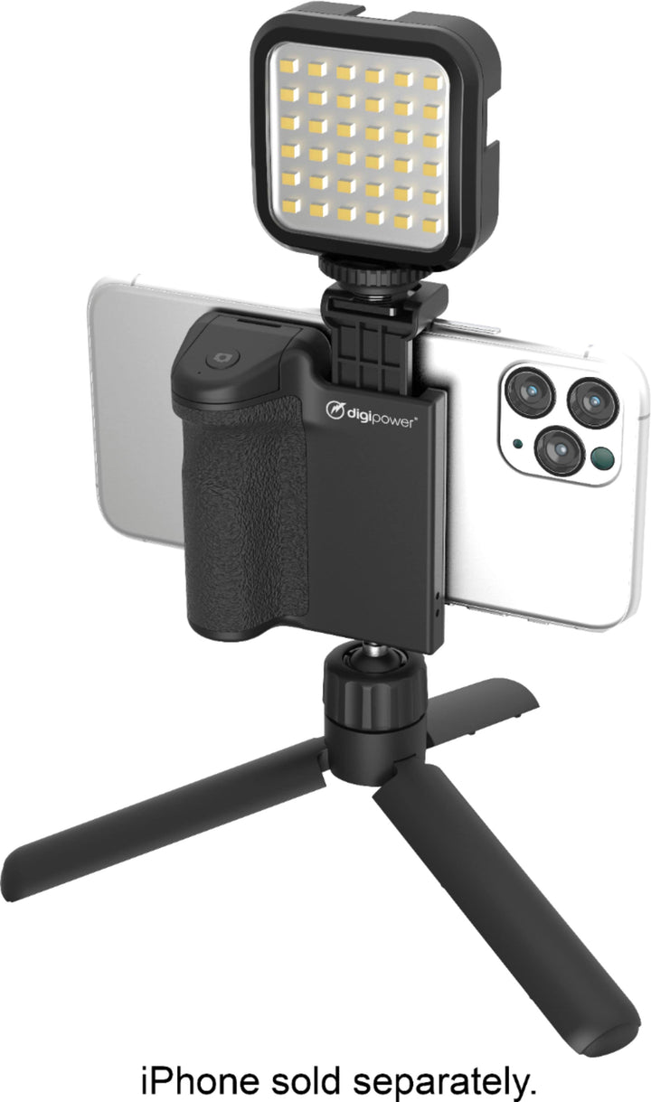 Digipower - Follow ME Vlogging Kit for Phones and Cameras – Includes Microphone, LED light, Bluetooth remote, phone grip and tripod_4