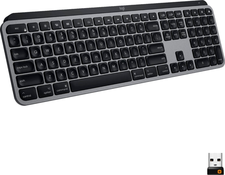 Logitech - MX Keys Full-size Wireless Bluetooth Membrane Keyboard for Mac with Smart Illumination - Space Gray_0