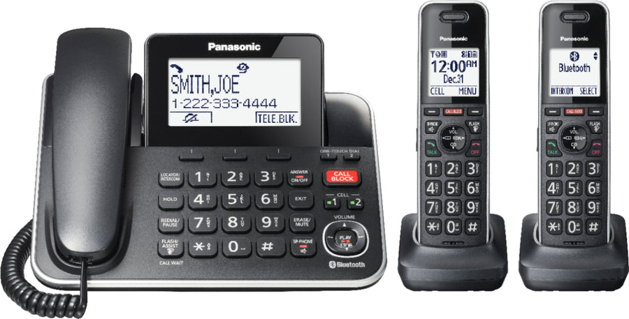 Panasonic - KX-TGF882B Link2Cell DECT 6.0 Expandable Corded/Cordless Phone with Digital Answering System and Smart Call Blocker - Black_0