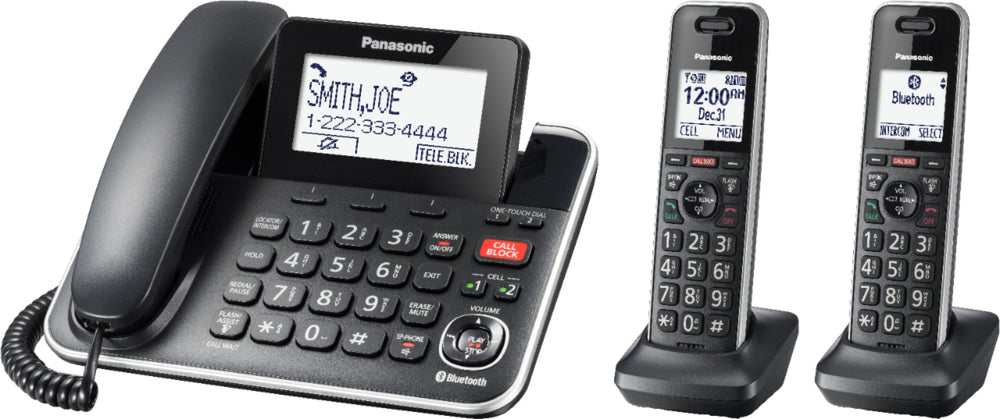 Panasonic - KX-TGF882B Link2Cell DECT 6.0 Expandable Corded/Cordless Phone with Digital Answering System and Smart Call Blocker - Black_1