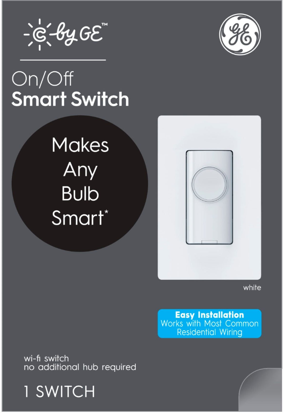 GE - CYNC Smart Switch, No Neutral Wire Required, On-Off Button Style with Bluetooth and 2.4 GHz Wifi (Packaging May Vary) - White_3