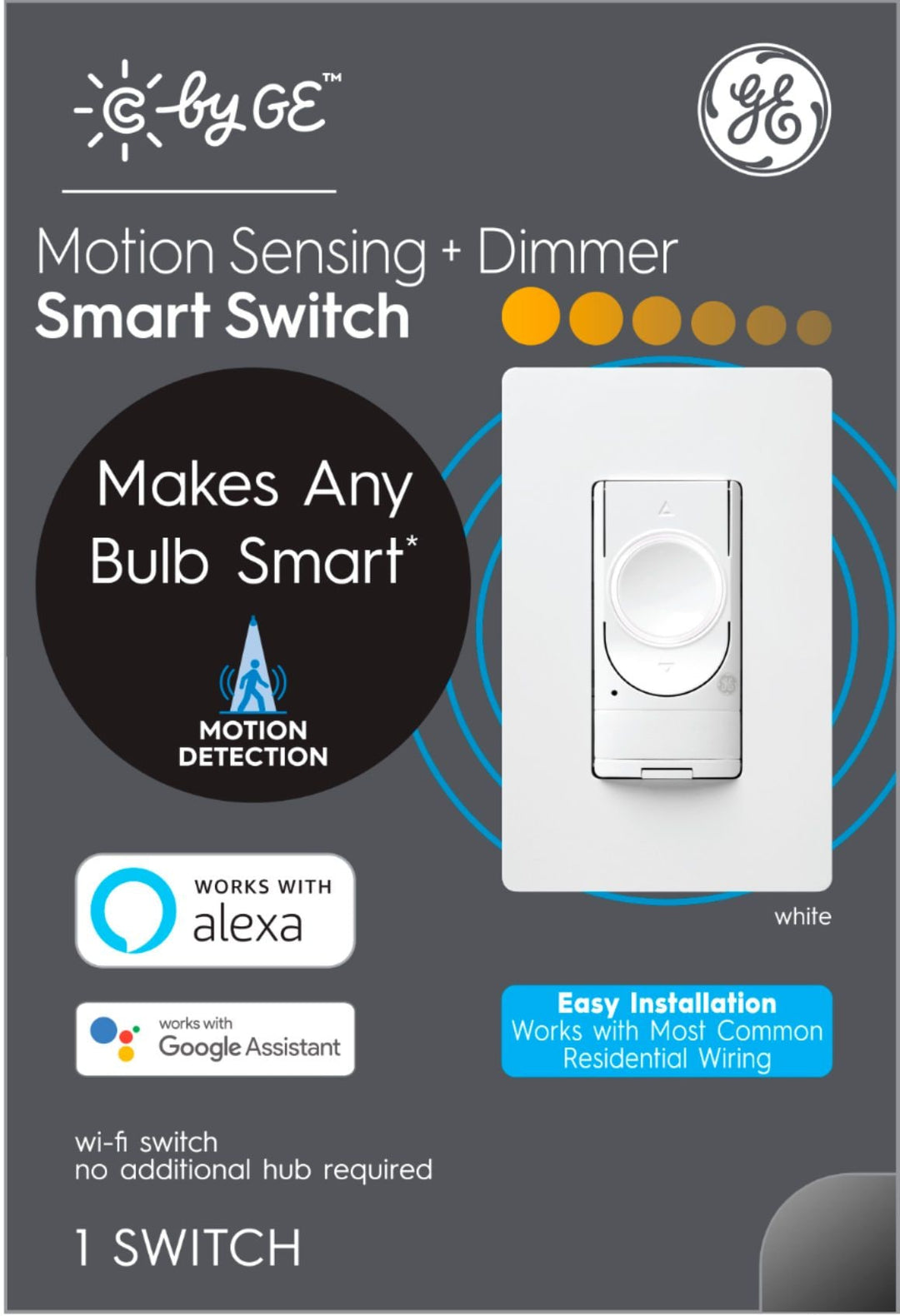 GE - CYNC Dimmer + Motion Sensor Smart Switch, No Neutral Wire Required, Bluetooth and 2.4 GHz Wifi (Packing May Vary) - White_4
