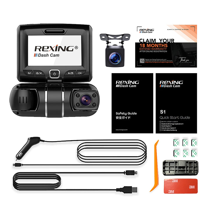 Rexing - S1 FHD 1080p Front, Cabin and Rear 3-Channel Wi-Fi Dash Camera - Black_1