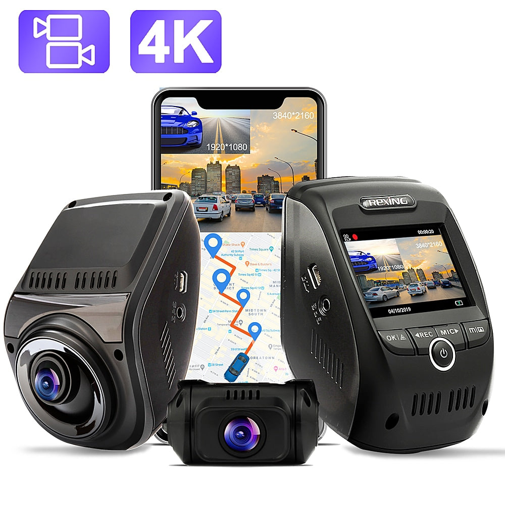 Rexing - V1P Max Plus Real 4K UHD Dual-Channel Front and Rear Wi-Fi Dash Camera - Black_1