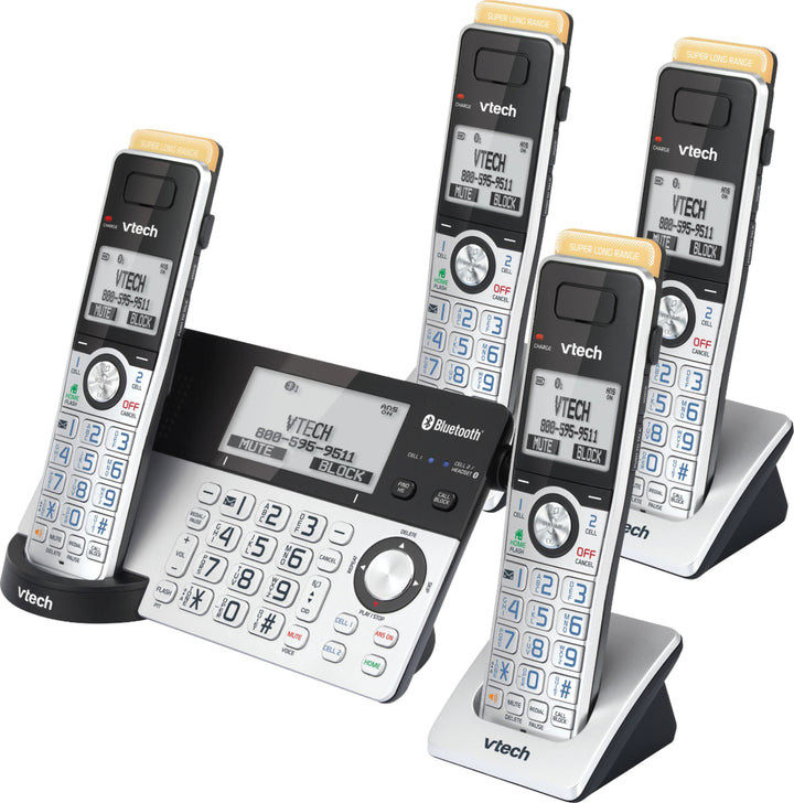 VTech - 4 Handset Connect to Cell Answering System with Super Long Range - Silver and Black_0