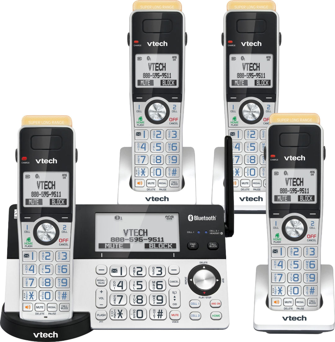 VTech - 4 Handset Connect to Cell Answering System with Super Long Range - Silver and Black_1