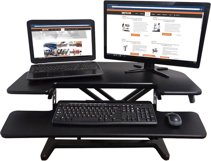 Victor - High Rise Height Adjustable Corner Standing Desk with Removable Keyboard Tray - Black_6