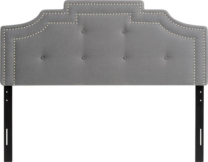 CorLiving - Crown Silhouette Button Tufting Fabric 57" Double, Full Headboard - Light Gray_0