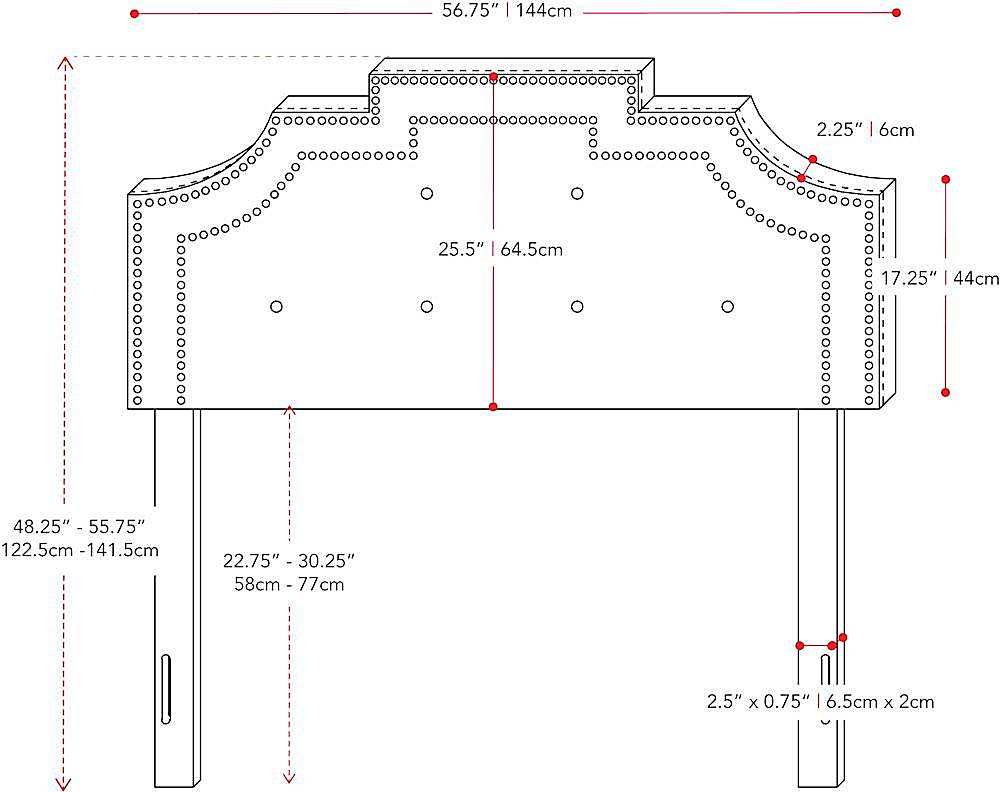 CorLiving - Crown Silhouette Button Tufting Fabric 57" Double, Full Headboard - Light Gray_2